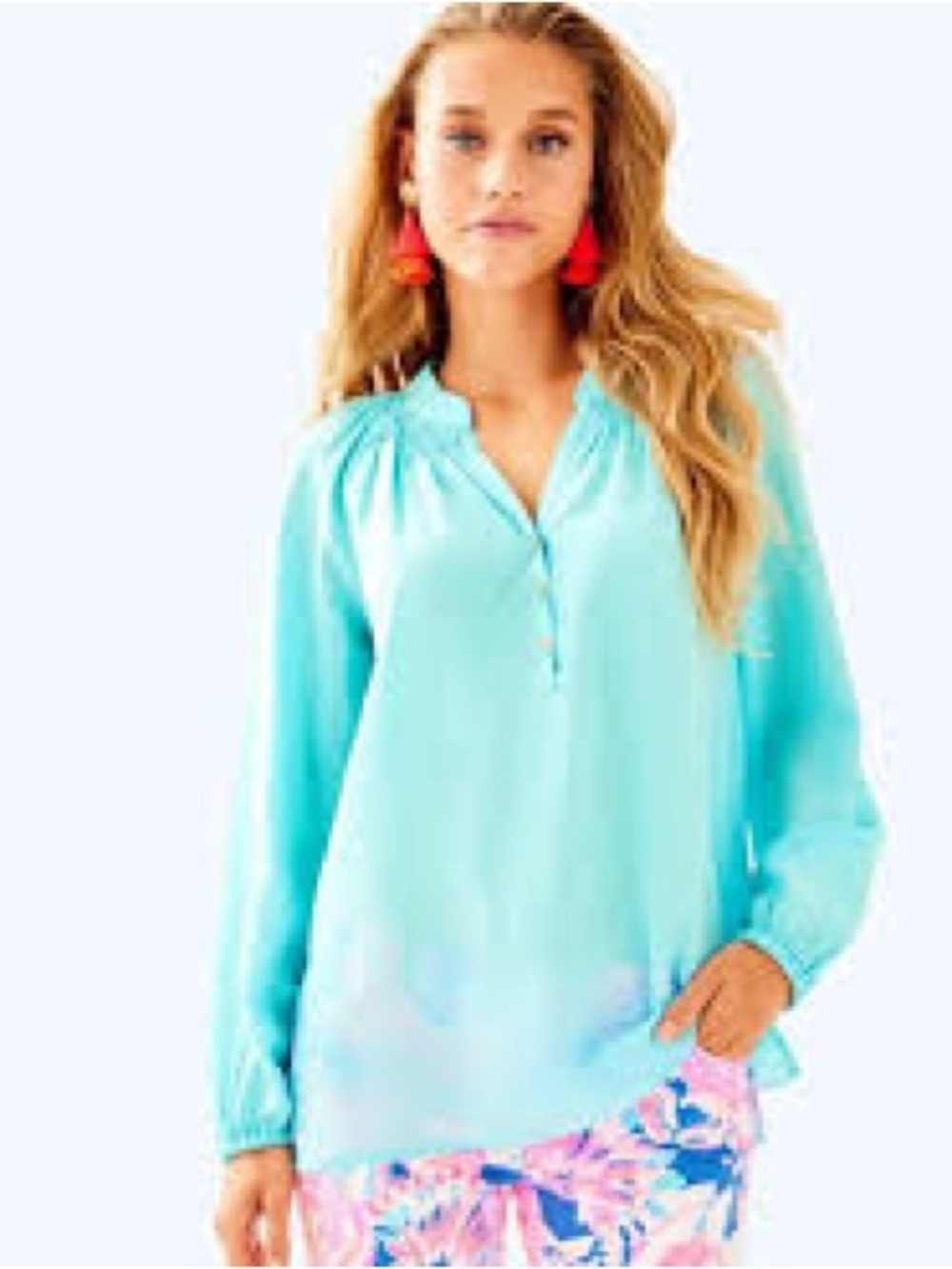 Lily Pulitzer Elsa 100% Silk Long Sleeve Blouse
